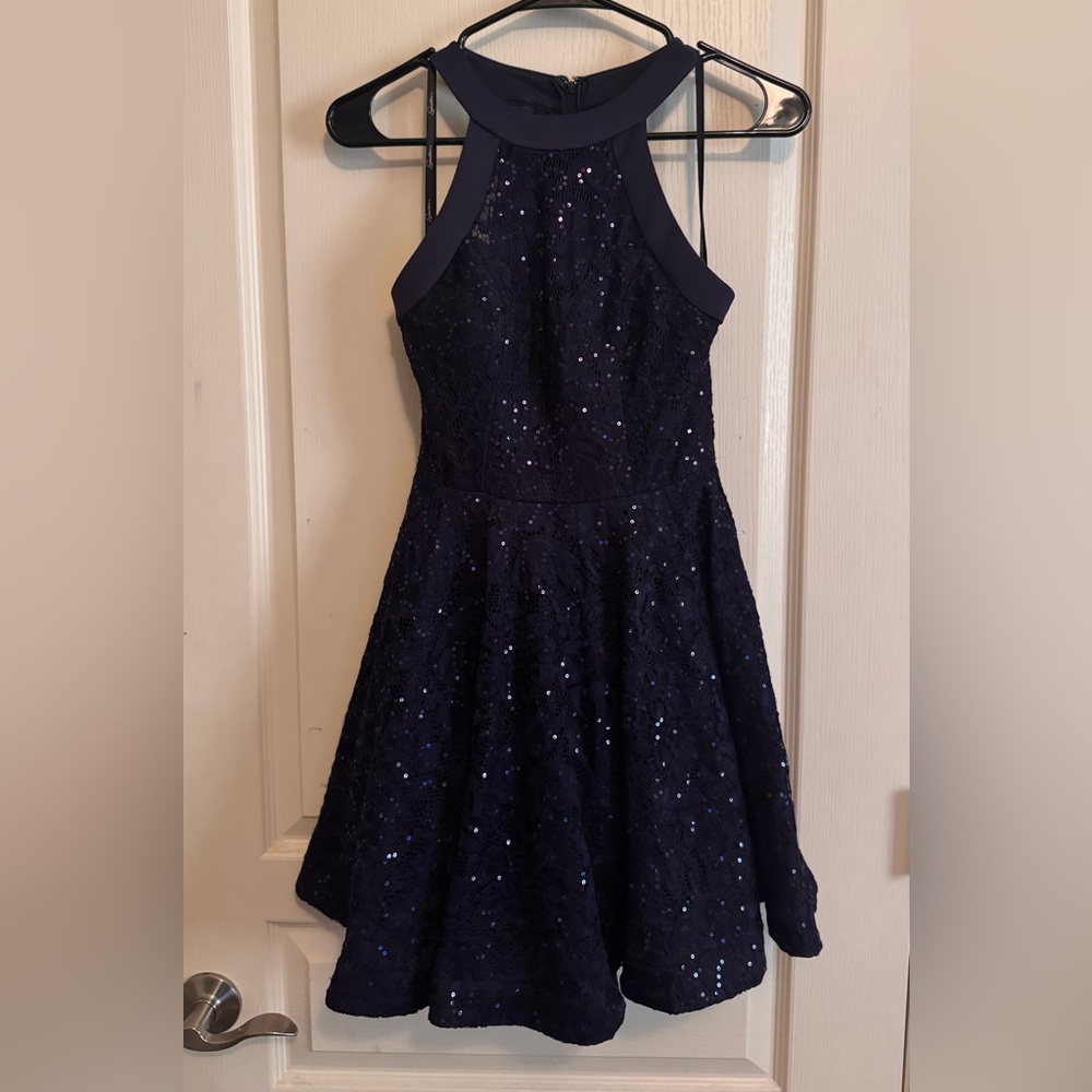 Speechless Navy Sequin Homecoming Dress